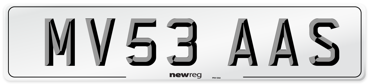 MV53 AAS Number Plate from New Reg